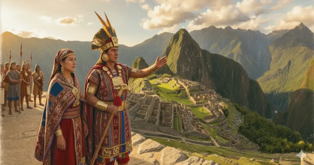 Vista representativa del Tahuantinsuyo con Machu Picchu y paisajes andinos, símbolo del Imperio Inca en Perú.